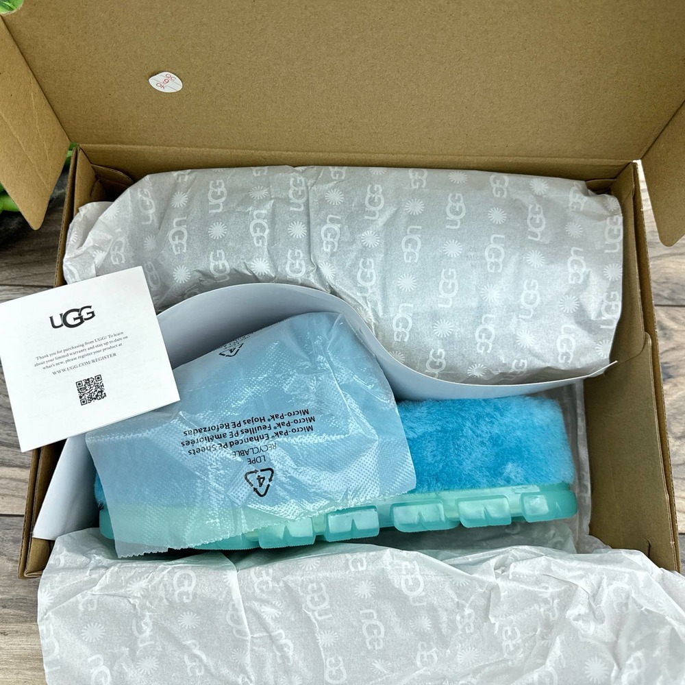 ❌SOLD❌UGG Australia Fluffita 8 Tidal Wave Clear Slide Platform Slipper Sandals - Picture 10 of 12